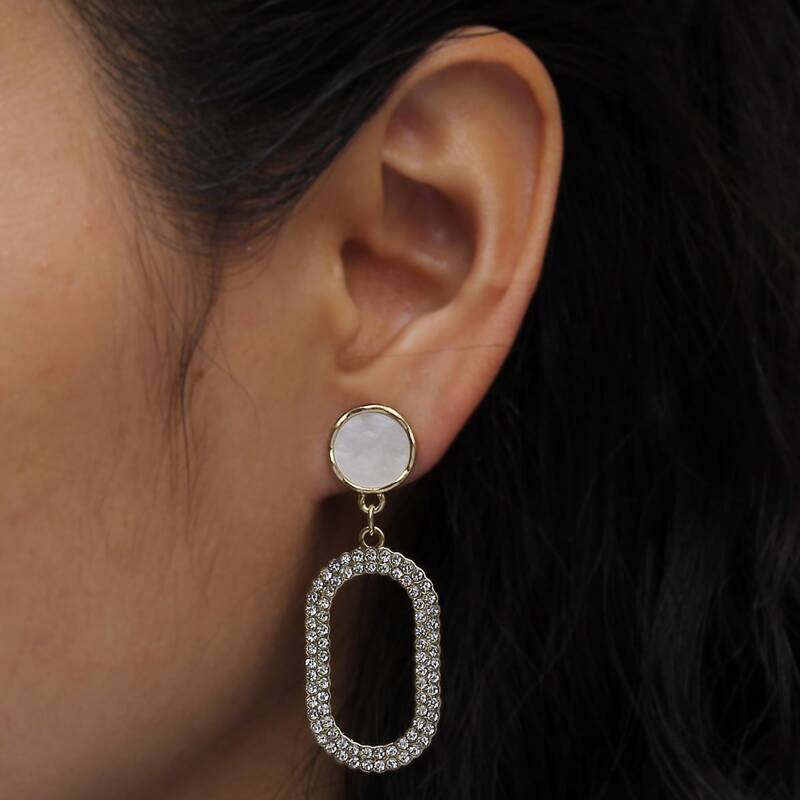 

Rhinestone Drop Earrings, Gold