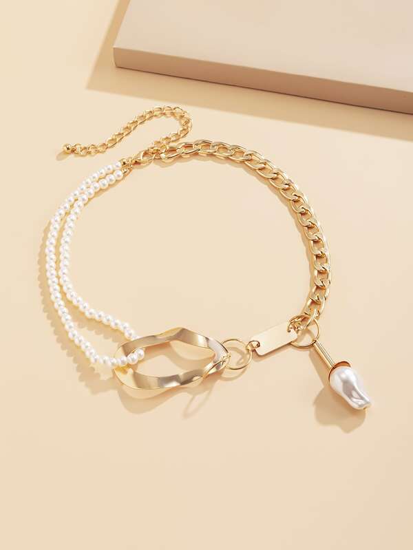 Faux Pearl Decor Necklace SHEIN USA