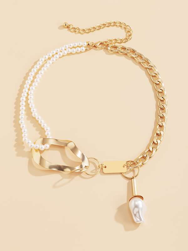 Faux Pearl Decor Necklace SHEIN USA