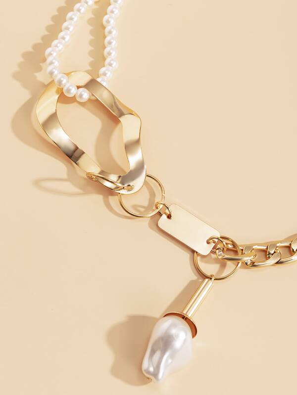 Faux Pearl Decor Necklace SHEIN USA