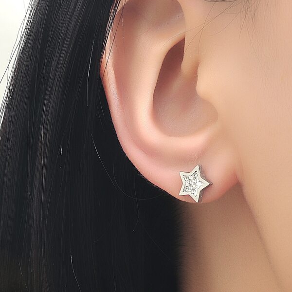 

Rhinestone Star Earrings, Silver