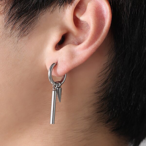 

Men Minimalist Earrings, Silver