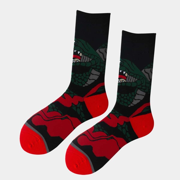 

Men Cartoon Graphic Crew Socks, Multicolor
