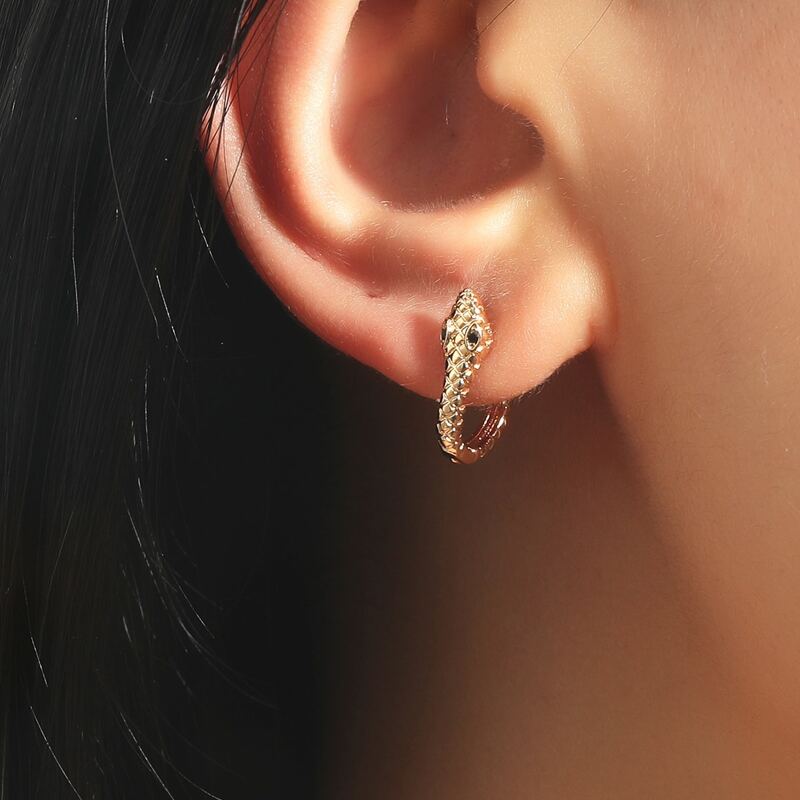 

Snake Huggie Hoop Earrings, Gold