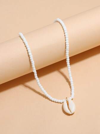 貝殼吊墜串珠項鍊