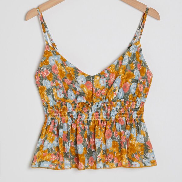 

Floral Shirred Cami Top, Multicolor