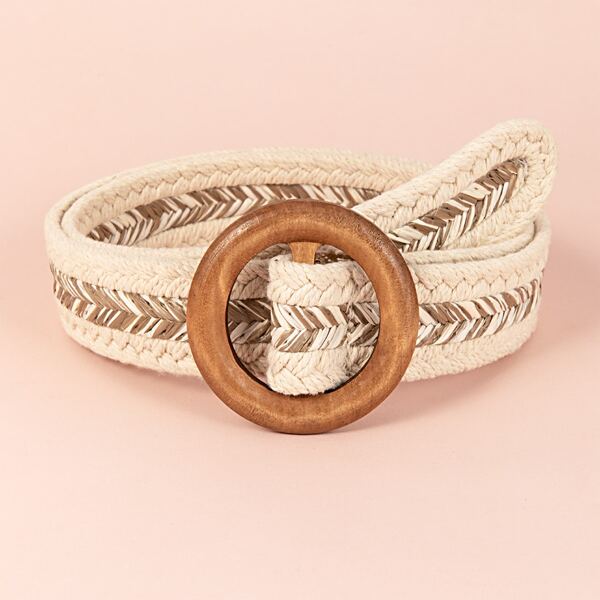 

Round Buckle Woven Belt, Multicolor
