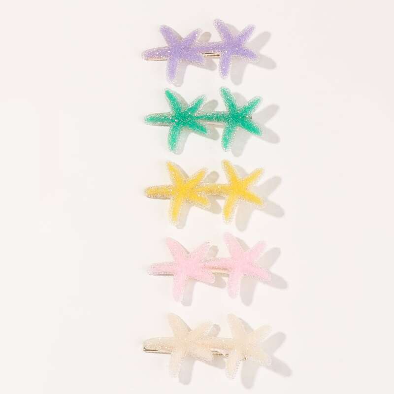 

5pcs Starfish Decor Hair Clip, Multicolor