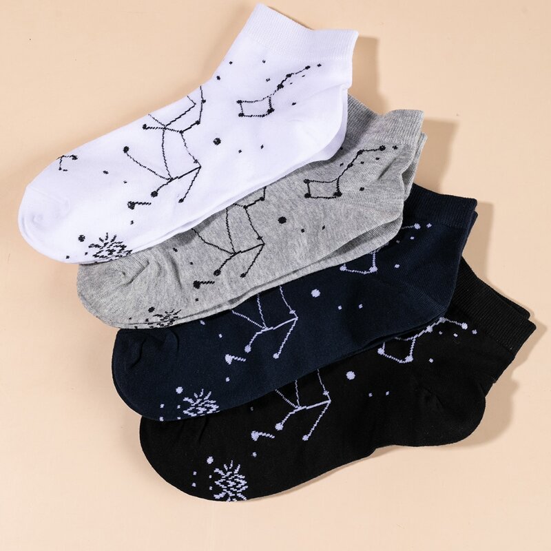 

4pairs Graphic Crew Socks, Multicolor
