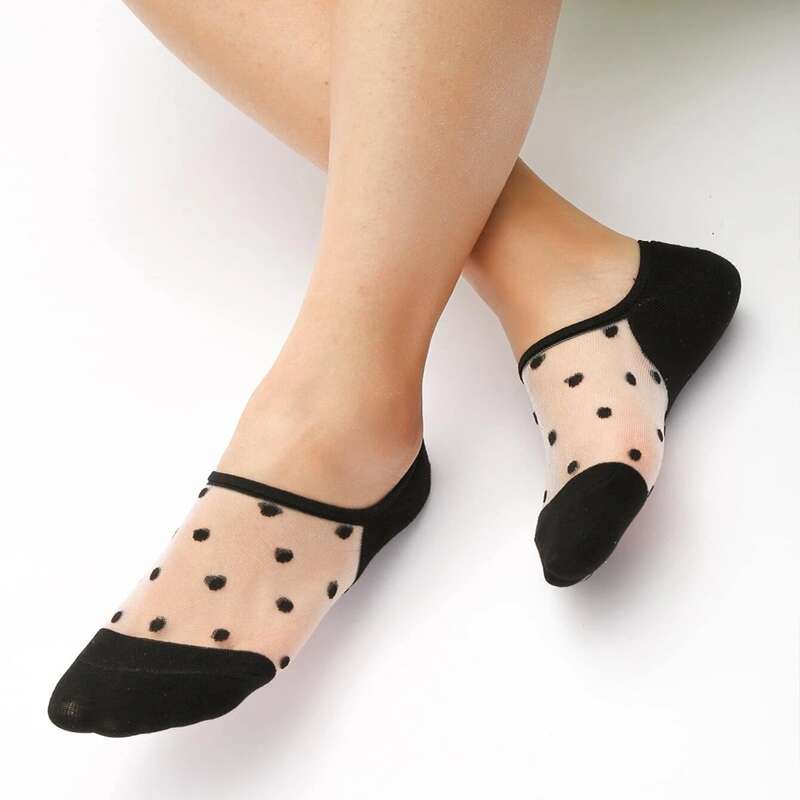 

4pairs Polka Dot Invisible Socks, Multicolor