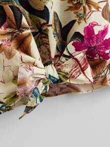 SHEIN LUNE Top bajo con nudo con estampado tropical