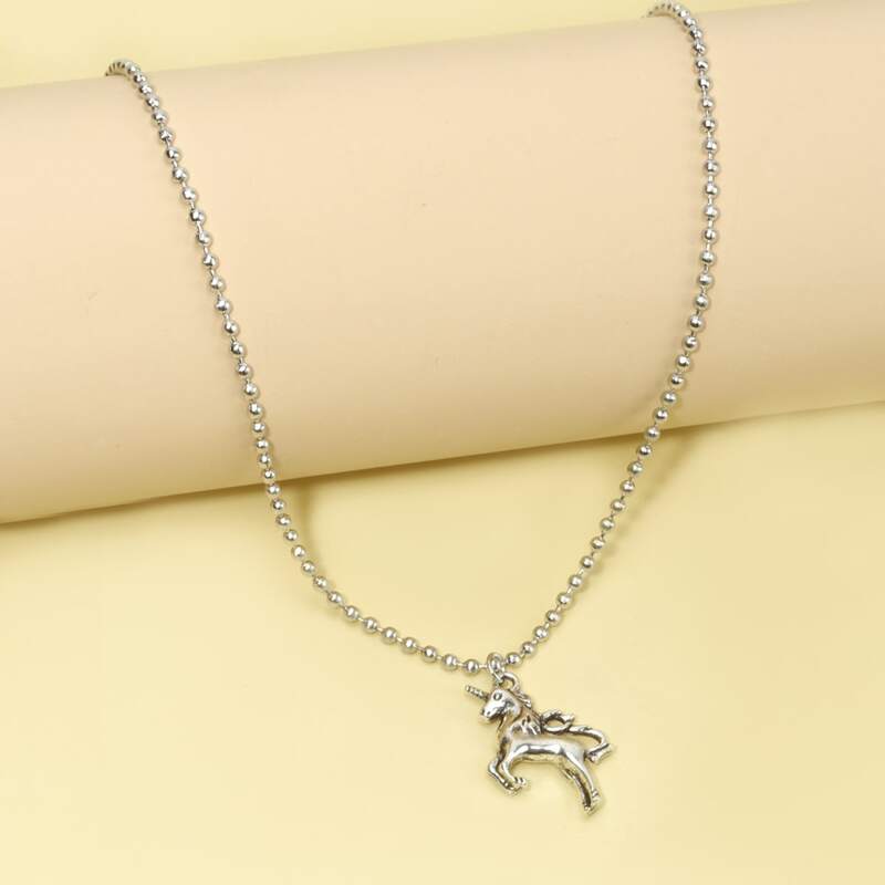 

Unicorn Pendant Necklace, Silver
