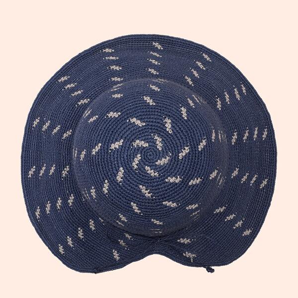 

Bow Decor Wide Brim Sun Hat, Navy blue