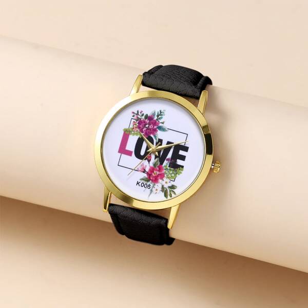 

Floral Dial Round Pointer Quartz Watch