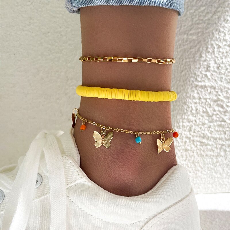 

4pcs Butterfly Chain Bracelet, Gold