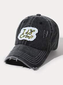 Letter Embroidered Baseball Cap - Black - View 1