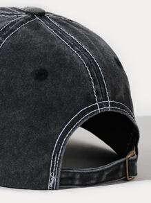 Letter Embroidered Baseball Cap - Black - View 3