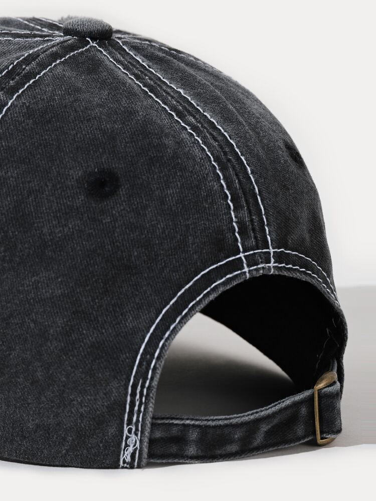 Gorro béisbol con bordado de letra - Negro - Añade 3