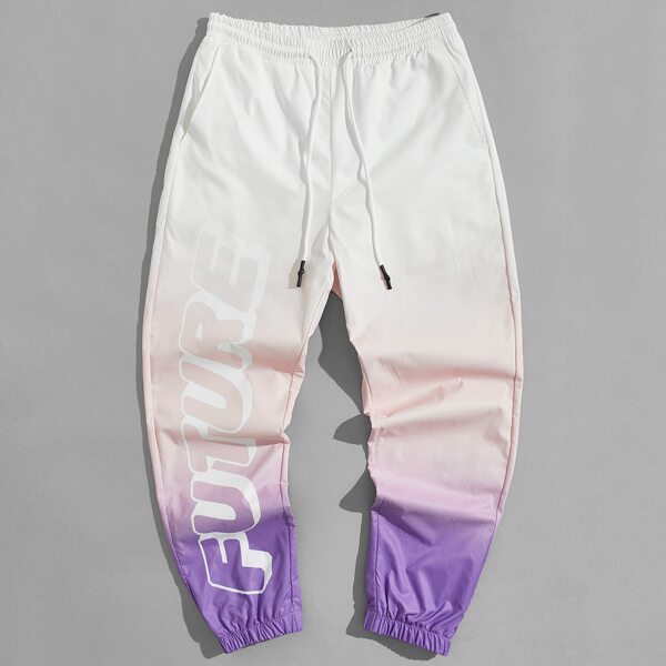 

Men Letter Graphic Ombre Pants, Purple