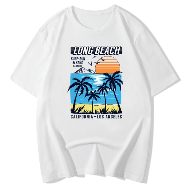 

Men Tropical And Letter Graphic Tee, White