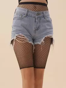 Quần lưới cá chắp vá mùa hè cho nữ - màu đen - Xem 1