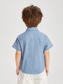 SHEIN 小男童貼布口袋襯衫