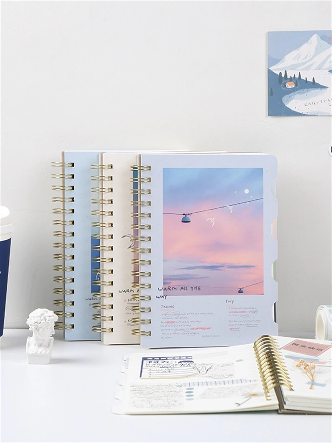 1pc横向きプリントランダムノートブック