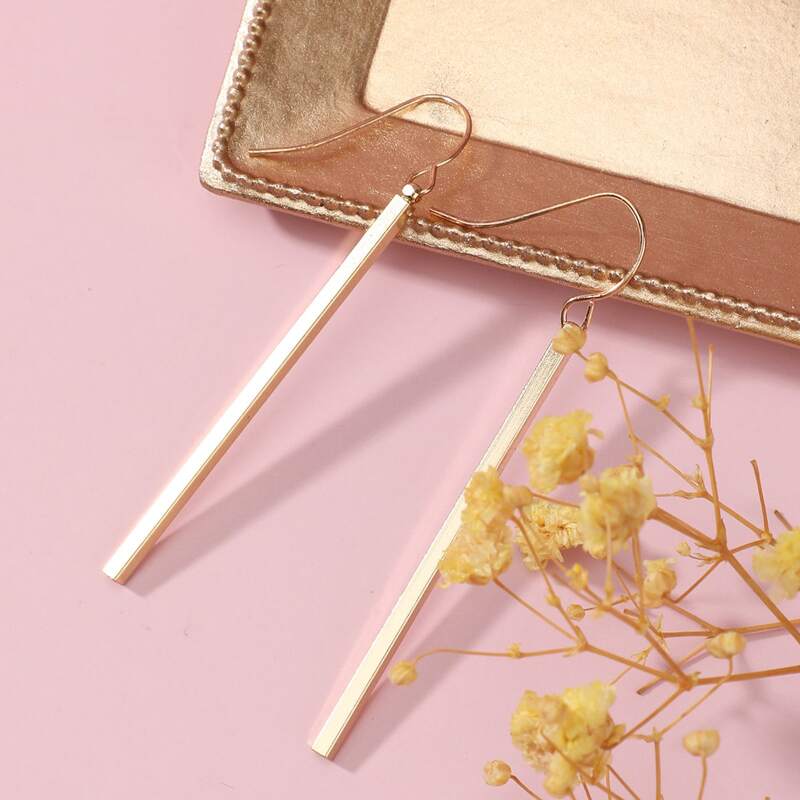 

Vertical Bar Drop Earrings, Gold