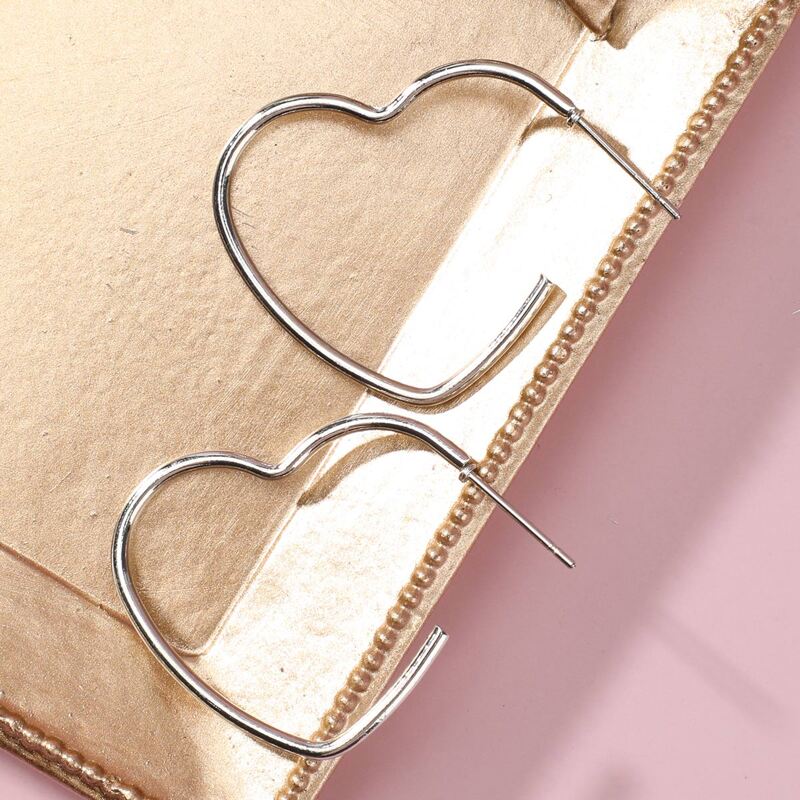 

Heart Hoop Earrings, Silver