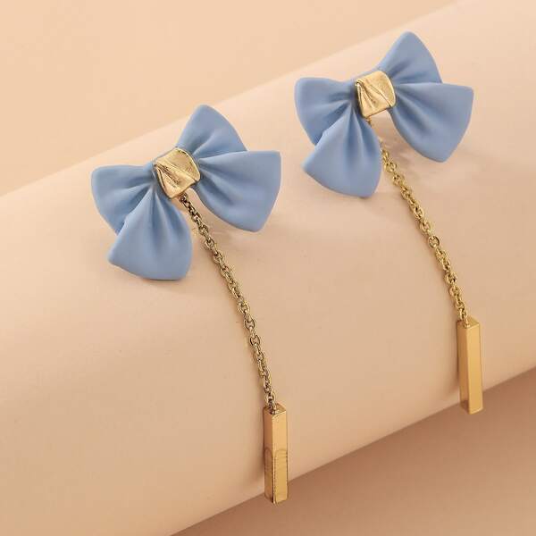 

Bow Decor Drop Earrings, Blue