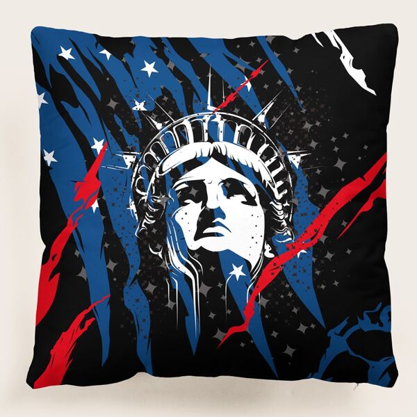 

Independence Day Pattern Cushion Cover Without Filler, Multicolor