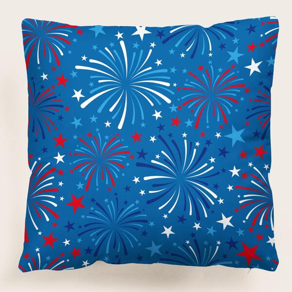 

Independence Day Star Print Cushion Cover Without Filler, Multicolor