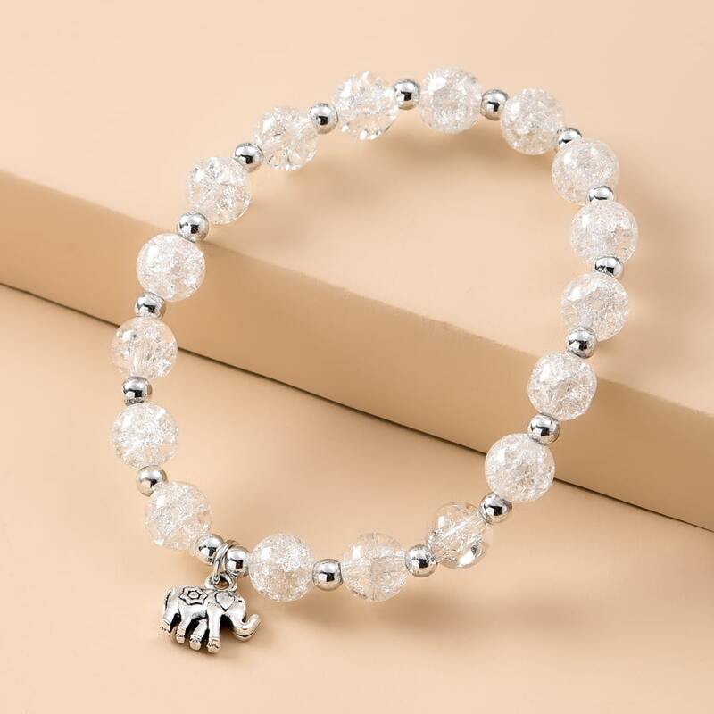 

Elephant Beaded Bracelet, White