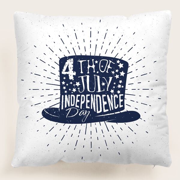 

Independence Day Hat Print Cushion Cover Without Filler, Multicolor