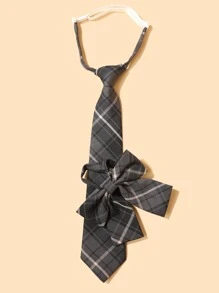 2pcs/Set Women's Casual Plaid Bow Tie And Necktie For School, Daily Wear, Dating Outfit Valentine's Day - Multicolor - View 6