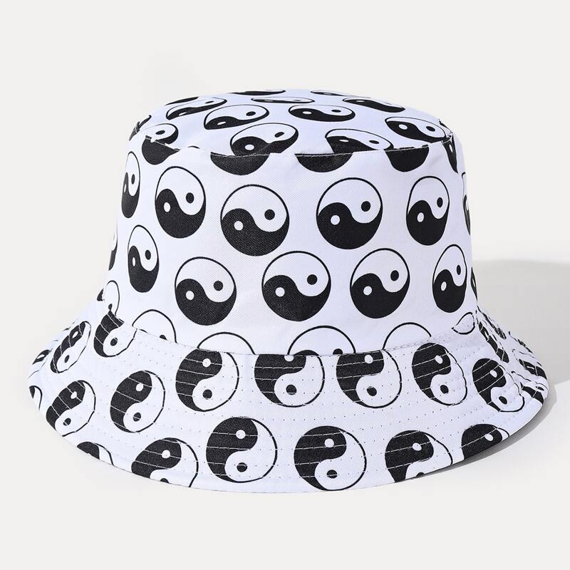 

Guys Yin & Yang Print Reversible Bucket Hat, Black and white