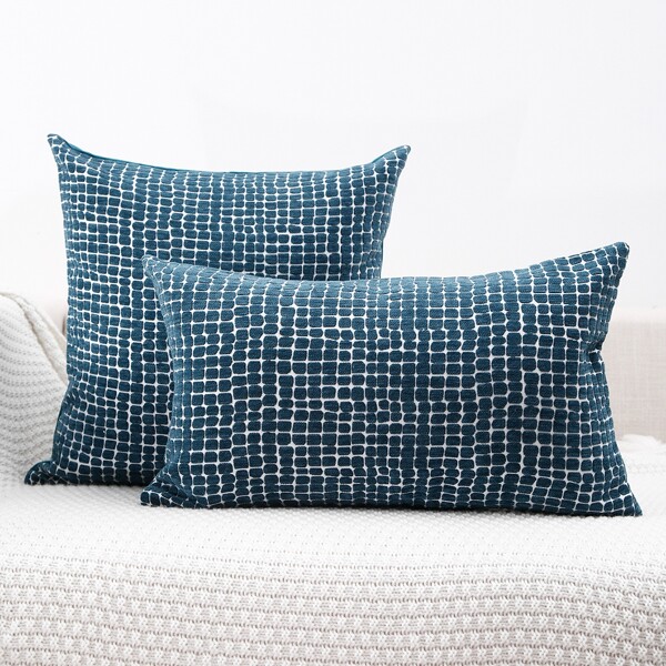 

1pc Geometric Pattern Cushion Cover Without Filler, Blue