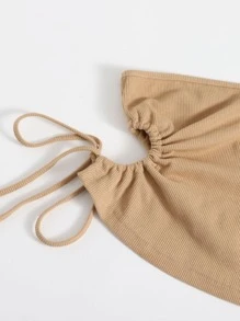 Muchica Top Con Corte De Hombro Descubierto Y Lazo - Caqui - Ver 6