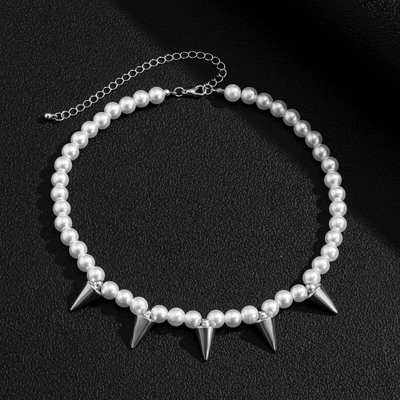 

Faux Pearl Beaded Necklace, Silver