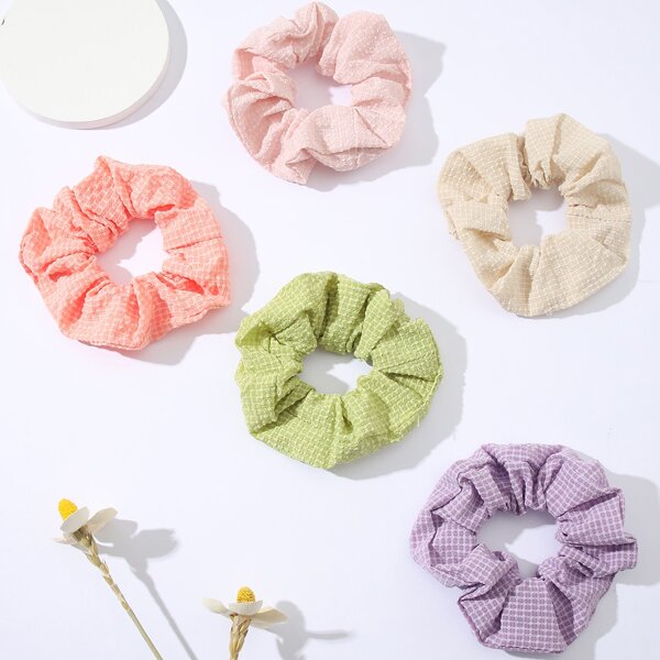 

5pcs Solid Scrunchies, Multicolor