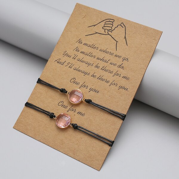 

2pcs Round Detail Bracelet, Black