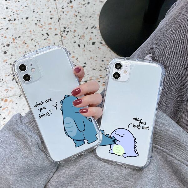 

2pcs Cartoon Dinosaur Clear Phone Case