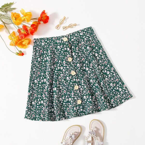 

Teen Girls Ditsy Floral Button Front Skirt, Multicolor