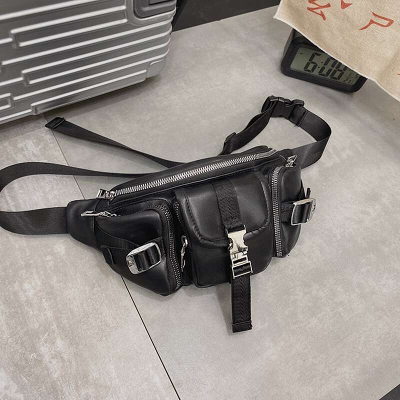 

Guys Buckle Zip Sling Bag, Black