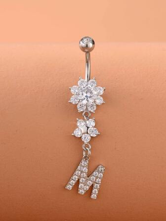 حجر الراين بتعليقة عبارة خاتم بطن نحاس كريستال البونك ثقب للرجال والنساء - صنع A غامق شخصية مع حافة مجوهرات الجسم هدية