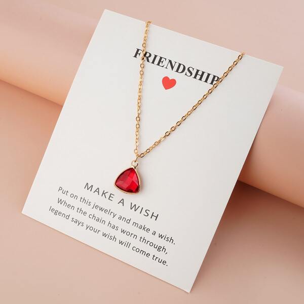 

Geometric Crystal Pendant Necklace, Red