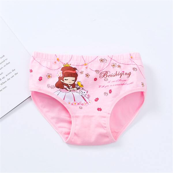 

Girls 5pcs Figure & Slogan Graphic Shortie Brief, Multicolor
