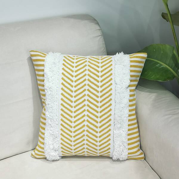 

Geometric Pattern Cushion Cover Without Filler, Yellow