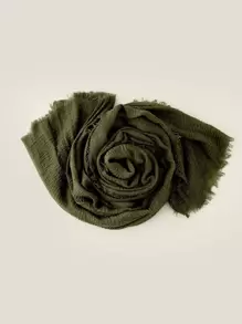 1 chiếc khăn trùm đầu nữ Hijab viền thô, màu trơn, thích hợp cho sinh hoạt hàng ngày, mùa đông thu, phụ kiện Abaya, khăn che mặt cho nữ, đi biển, đi nghỉ mát. - Màu xanh Ô liu - Xem 2