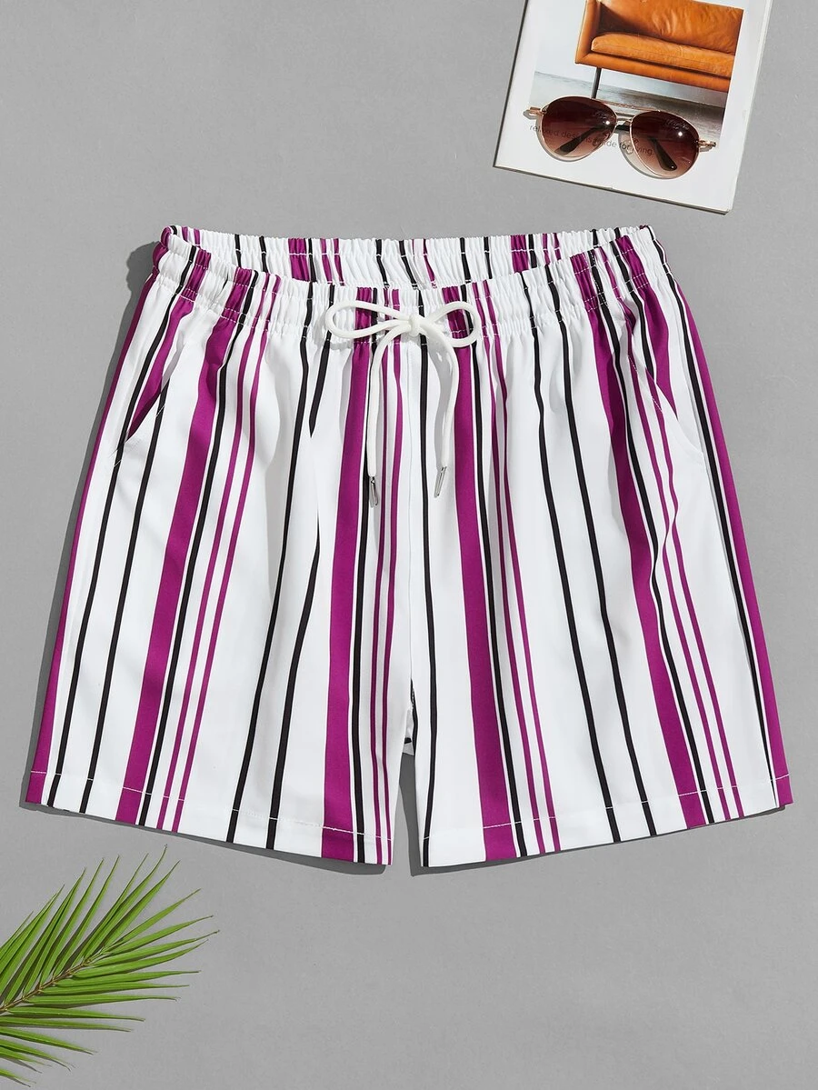 Manfinity Men Striped Drawstring Shorts - Multicolor - View 1